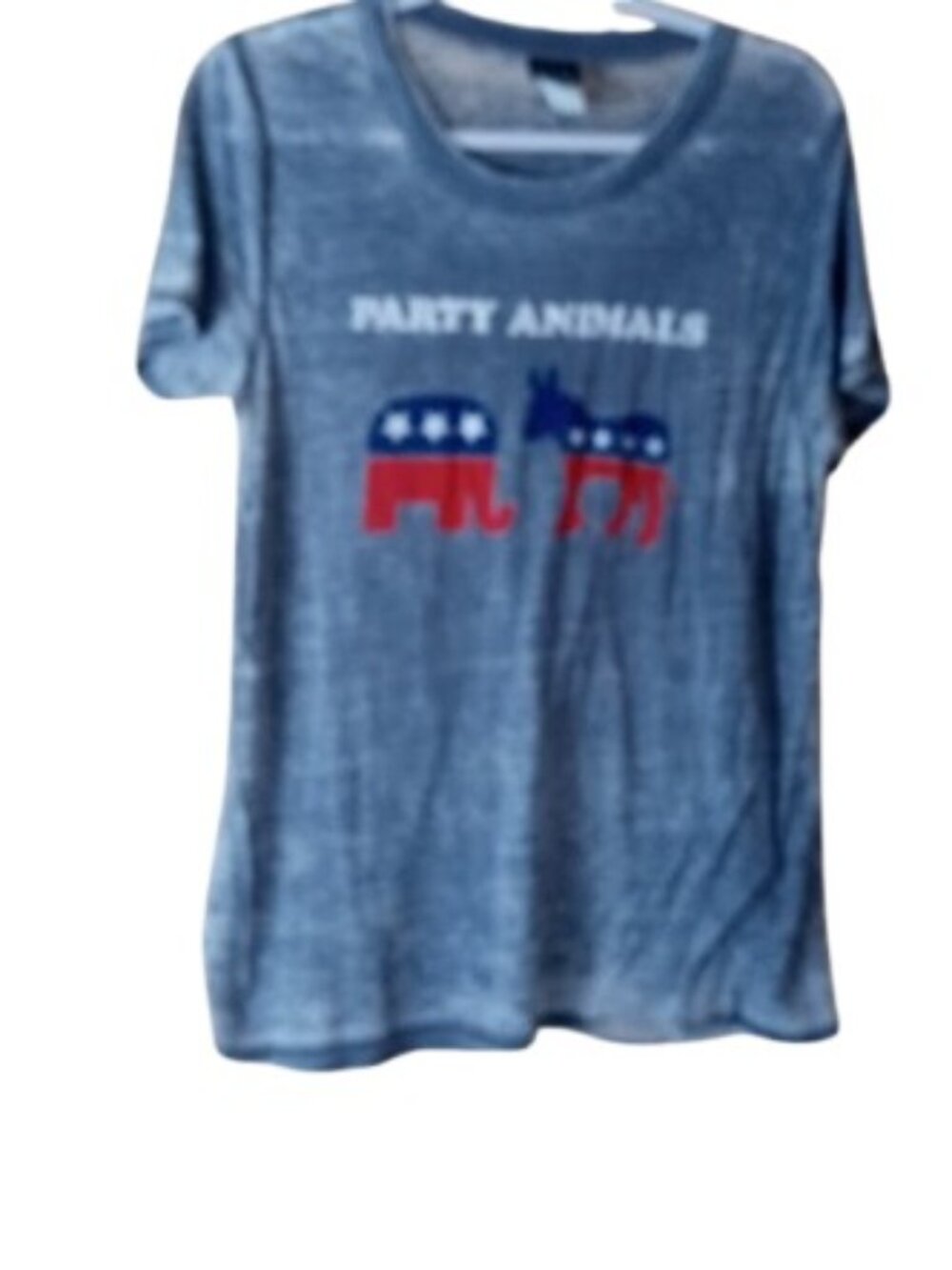 Modern Lux Womens Political Humour Party Animals Graphic Tee Gray Slub Knit M
